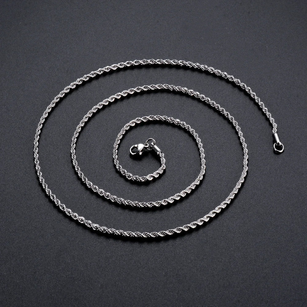 1 piece 925 sterling silver Width 2mm/3mm/4mm Rope Chain Necklace/Bracelet For Men Wom close-up view