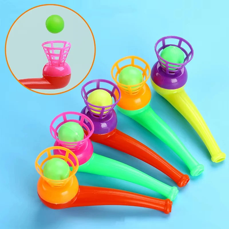 12PCS Suspended Blow Pipe Blow Ball Rod Game Children Balance Training Floating Blowing detail view
