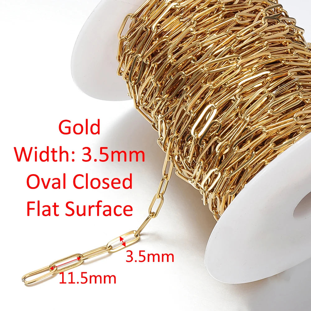 2Meters Stainless Steel Link Cable Gold Chains for DIY Jewelry Making Rolo Chain Be additional angle