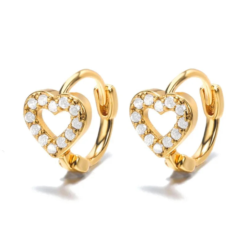 Hollow Zircon Heart Earrings For Women Stainless Steel Gold Color Heart Earring Luxury Wedding Couple Jewelry Gift Free Shipping
