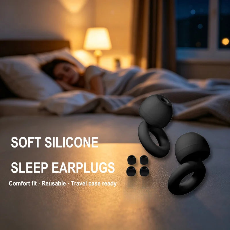 Noise Cancelling Earplugs Silicone Soft Reusable Waterproof for Sleeping Swimming Study Snoring