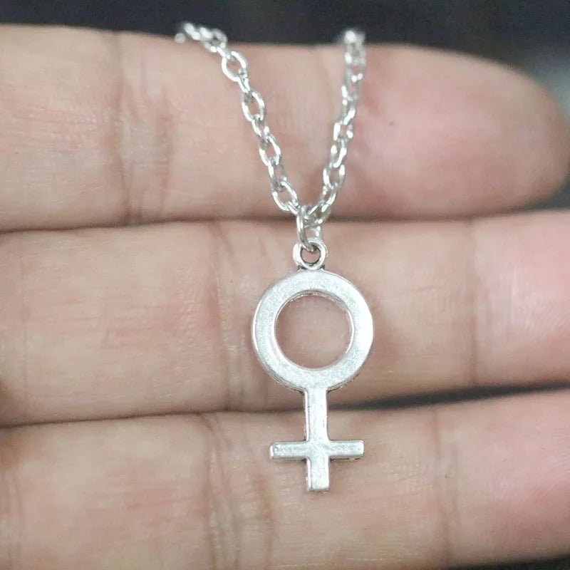 Female Symbol Pendant Necklace - Minimalist Metal Jewelry for Women and Girls alternate view