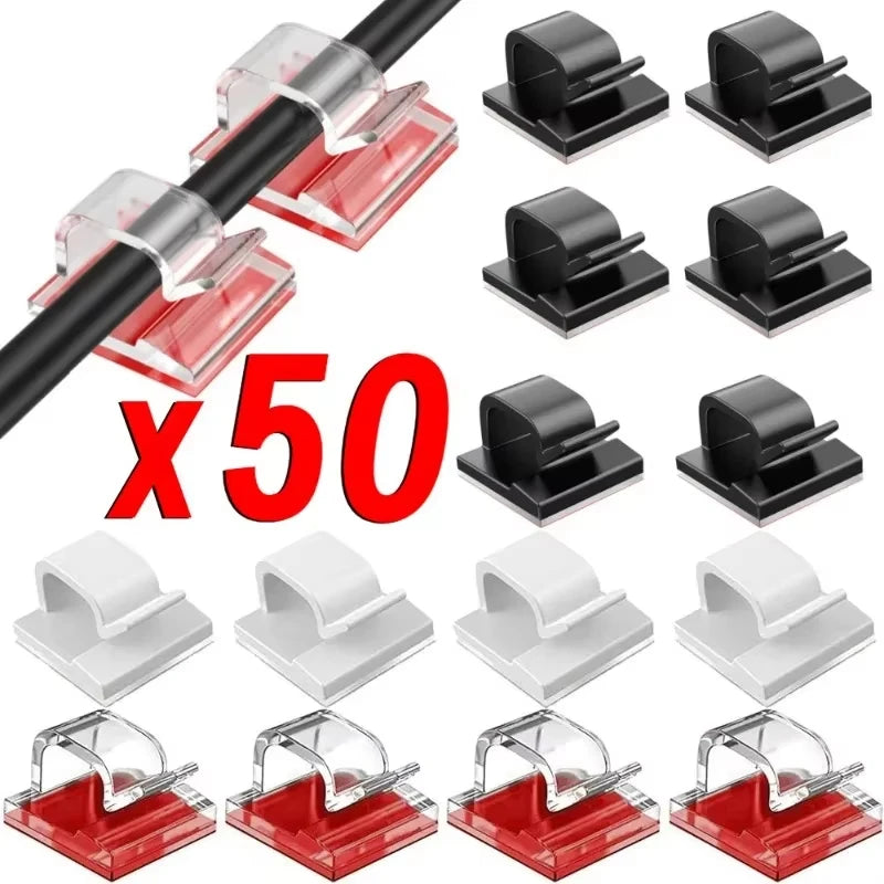 USB Cable Organizer Clips Adhesive Hooks Desk Clamp
