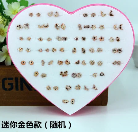 36 Pairs Cute Stud Earrings Assorted Snowflakes Cat Butterfly | Fashion Jewelry Gift Set detail view