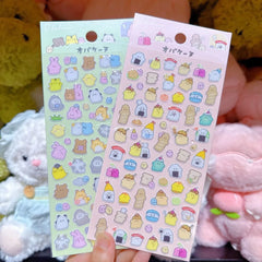3D Crystal Stickers 4PCS | Cute Animal & Ghost Reward Decals for Kids close-up view