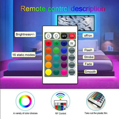 2m USB LED Strip Lights | RGB SMD2835 TV Background Lighting with IR Remote close-up view