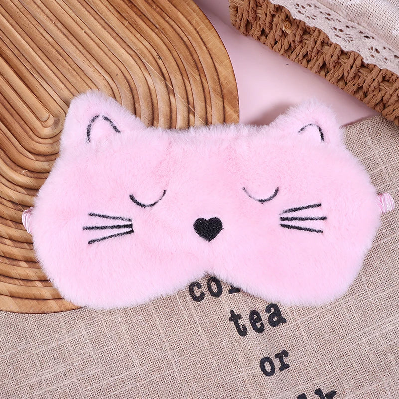 Solid Color Plush Sleep Mask for Naps | 3D Cute Blackout Eye Cover with Adjustable Strap detail view