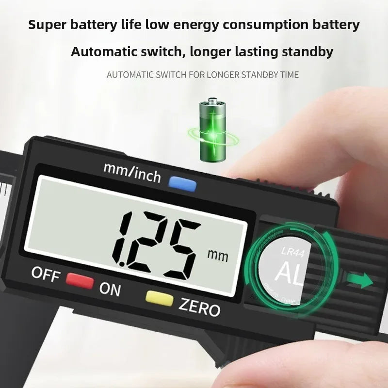 Digital Caliper 150mm LCD Display | Carbon Fiber Electronic Measuring Tool close-up view