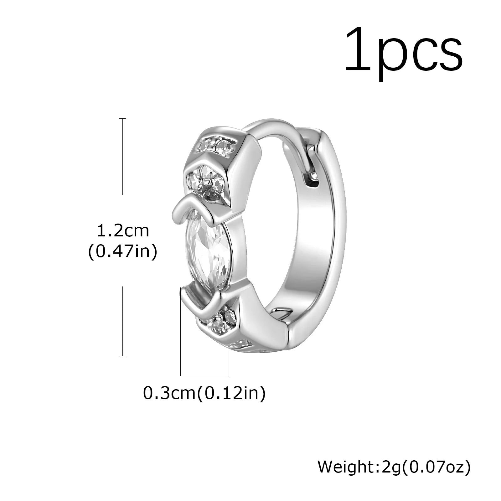 Stylish Green Zircon Minimal Hoop Earrings for Men, Vintage Small Huggie Earrings, Hypoa detail view