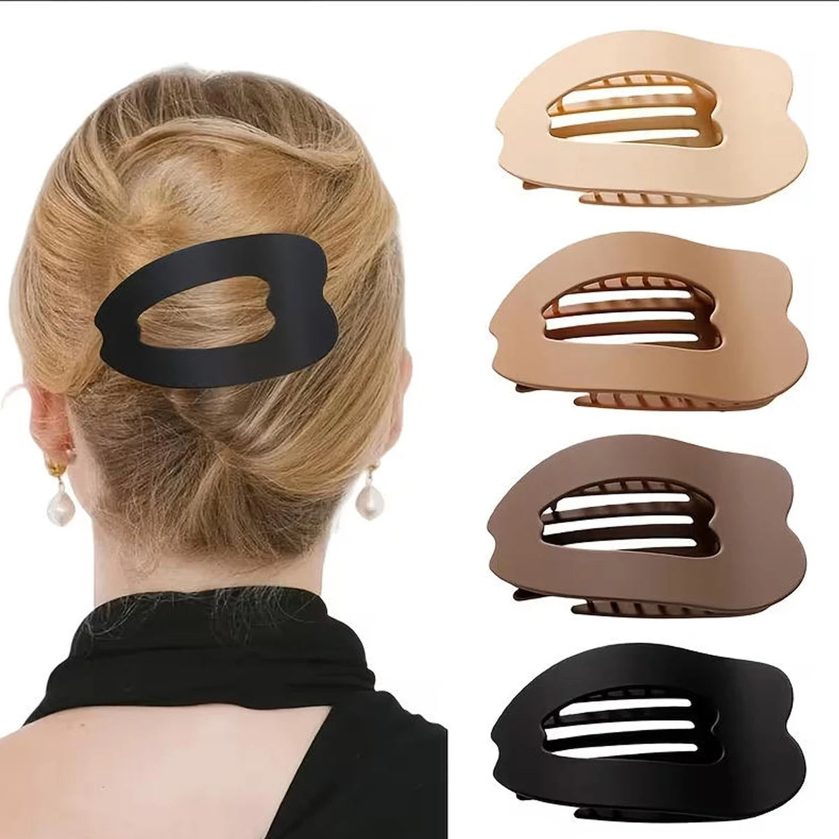 4pcs Flat Hair Clips Large Strong Hold Non-Slip Grip for Thick And Fine Hair Solid Color