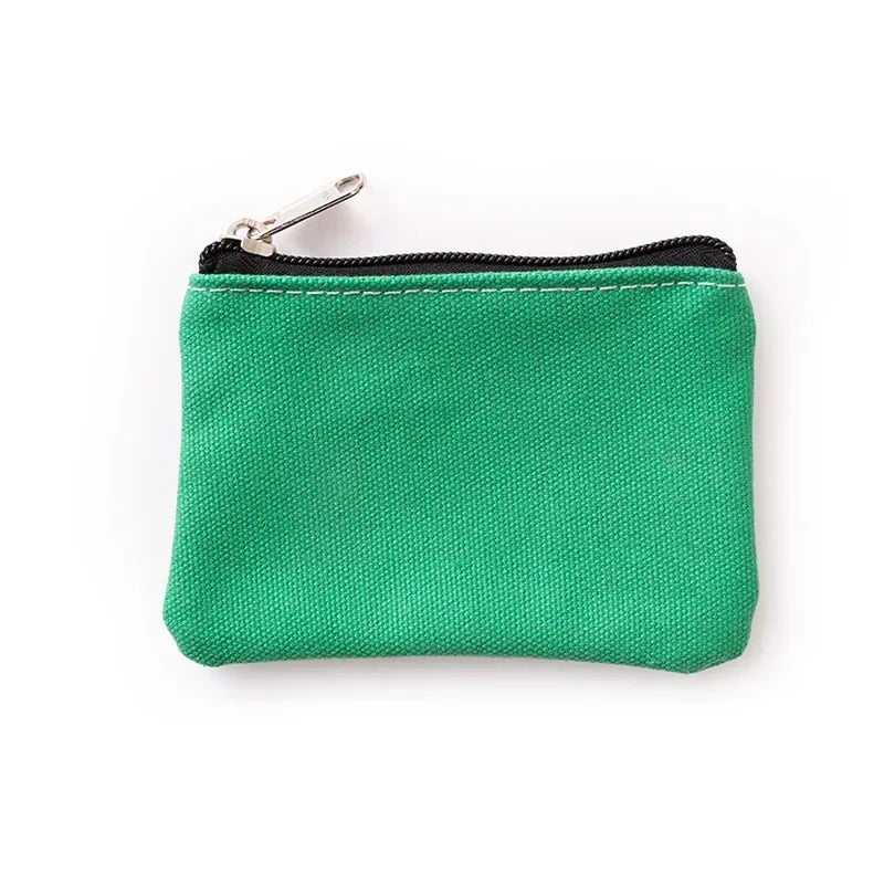 Solid Color Canvas Zipper Coin Purse | Mini Money Pouch for Women Men lifestyle view