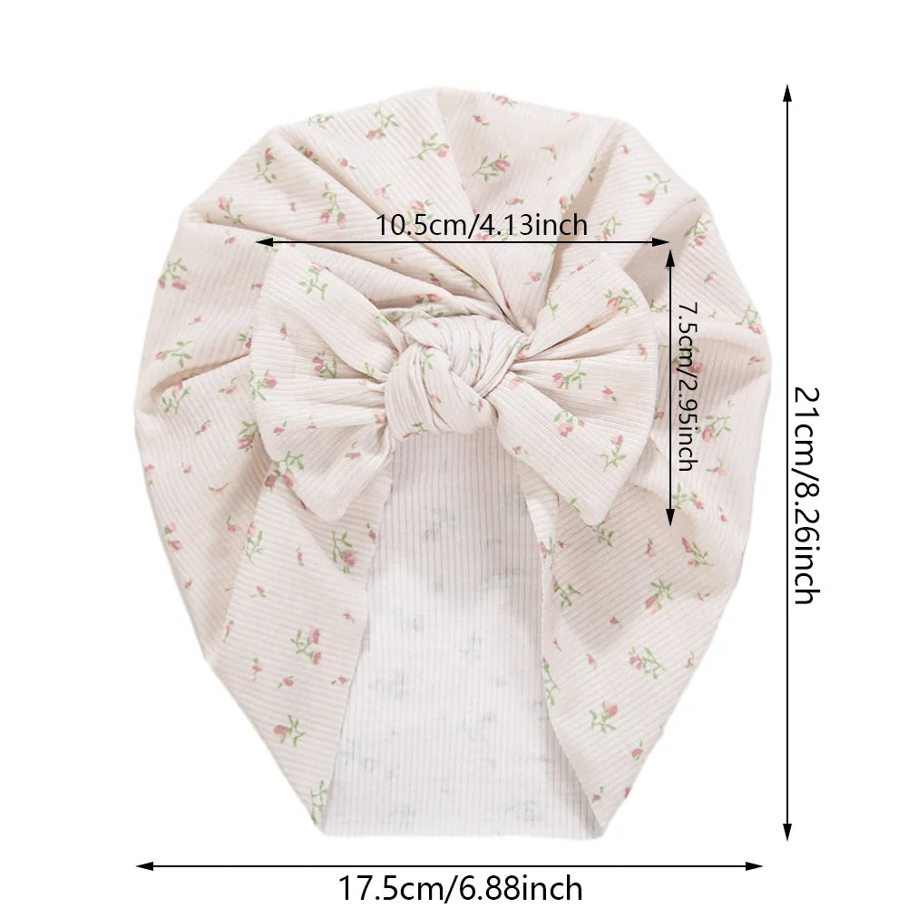Baby Turban Hats with Prints | Soft Knit Newborn Caps close-up view
