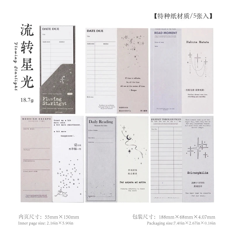 Journal GO 5pcs Ins Style Vintage Bookmark Creative Notes Book Mark for Students Schoo close-up view