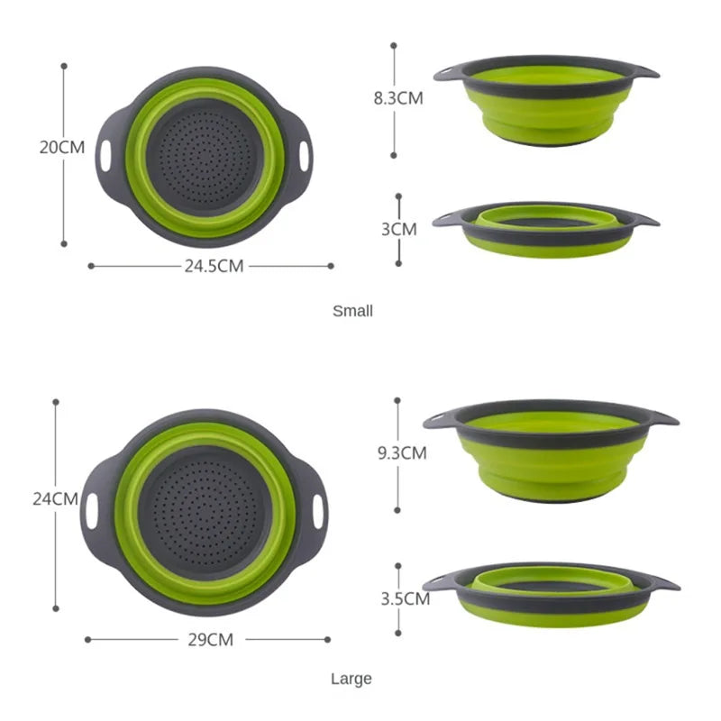 Silicone Vegetable and Fruit Cleaning and Drainage Basket Cleaning Basket 1PCS Fold additional angle