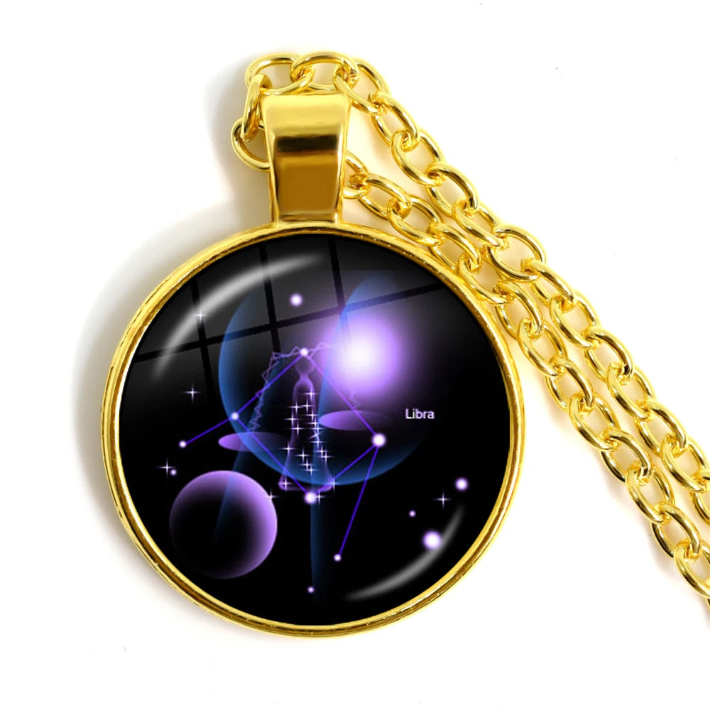 Zodiac Necklace Silver Plated | 12 Constellation Pendant Jewelry alternate view