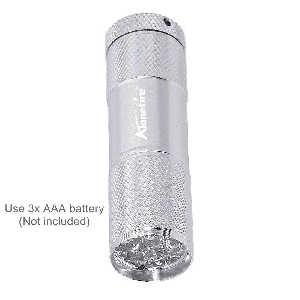 Alonefire 9 LED Mini Flashlight | Compact Portable Aluminum Torch detail view