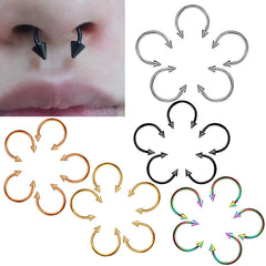 5pc Stainless Steel C Shape Septum Piercing Nose Ring Cartilage Earrings For Women Me alternate view