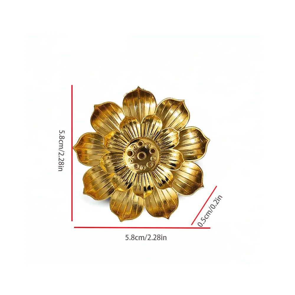 Gold Lotus Incense Burner | Metal Incense Holder with Detachable Ash Catcher alternate view