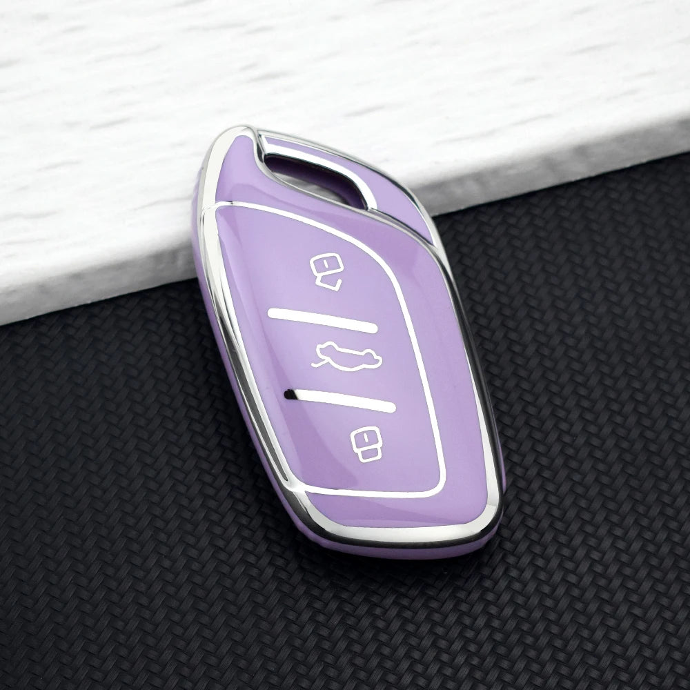 Soft TPU Car Key Case Cover Fob For MG ZS EV MG4 HS EHS MG5 MG6 MG3 MG7 GT ZX For Roew close-up view