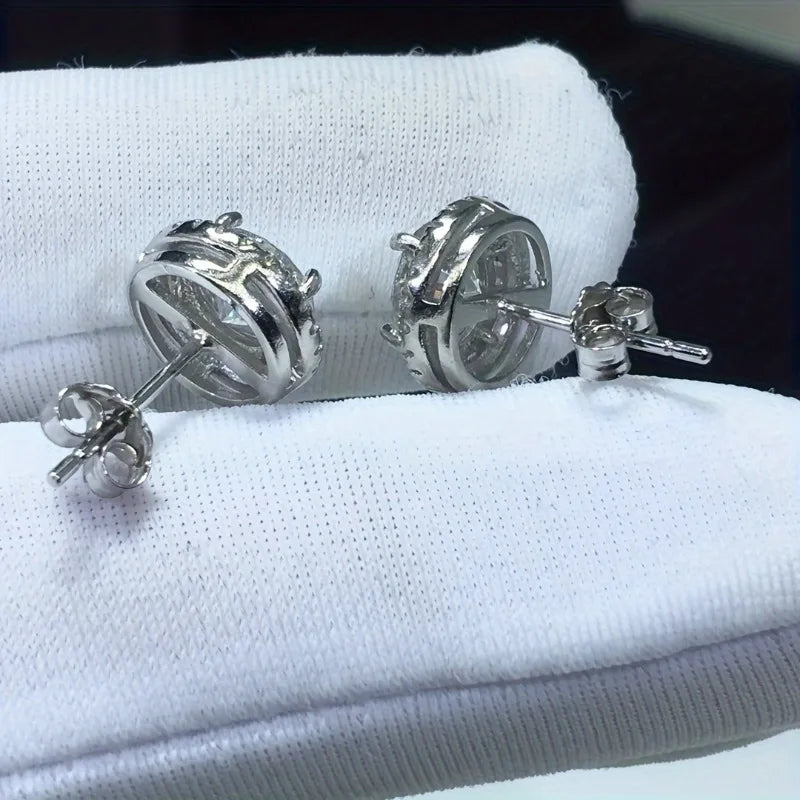 Delicate Small Round Stud Earrings Women with Shiny Cubic Zirconia Simple Versatile f alternate view