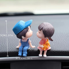 Cute Ornaments Couple Action Figurines Balloons For Car Dashboard Decoration