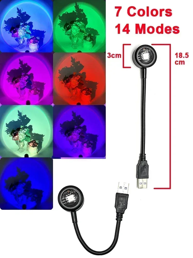LED USB Sunset Lamp Projector | Home Party Decor Night Atmosphere Light for Bedroom L alternate view
