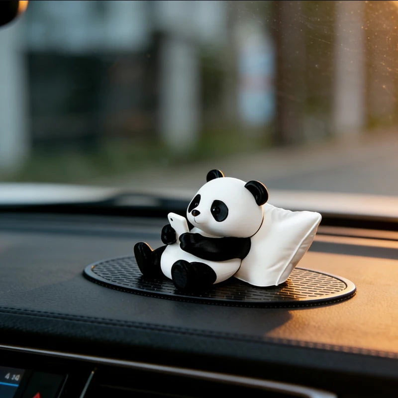 Panda Sculpture Ornament, Desktop Office Decoration, Car Decor, Creative Animal Model, Collectible F