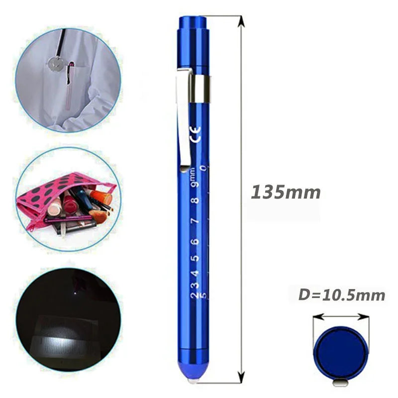 2Pcs Medical Pen Light Flashlight | LED Diagnostic Torch with Pupil Gauge for Doctors an detail view