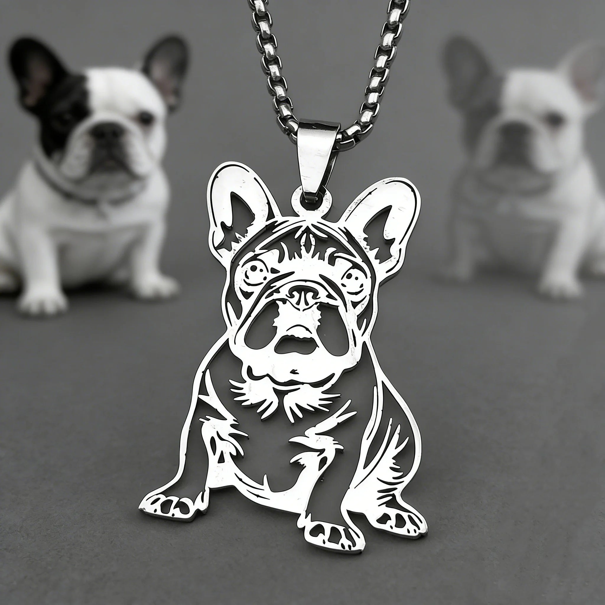 French Bulldog Pendant Necklace | Stainless Steel Dog Jewelry for Women Men