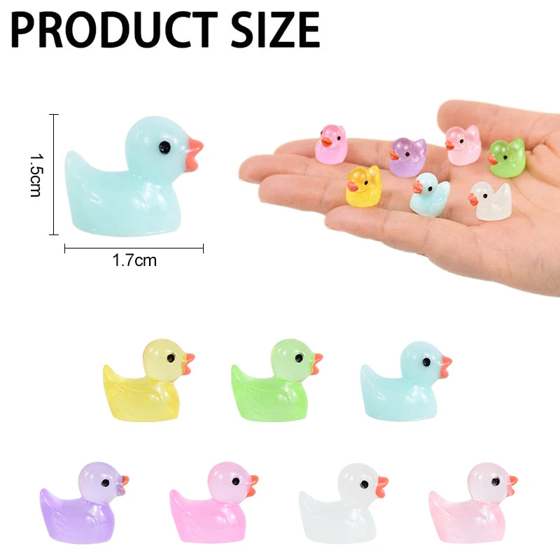 30Pcs Luminous Duck Toy Glow In The Dark Miniature Resin Duck Figurines DIY Micro F additional angle
