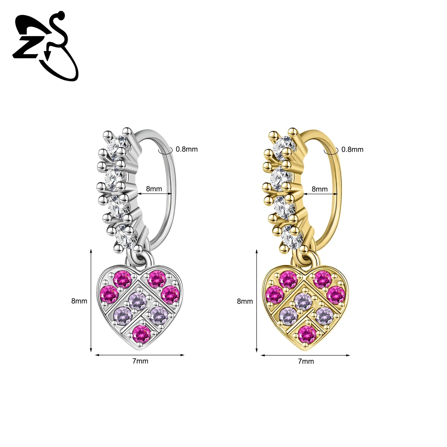ZS 1 Piece 20G Trendy Hoop Nose Rings Women Moon Star Flower Pendant Septum Piercing lifestyle view