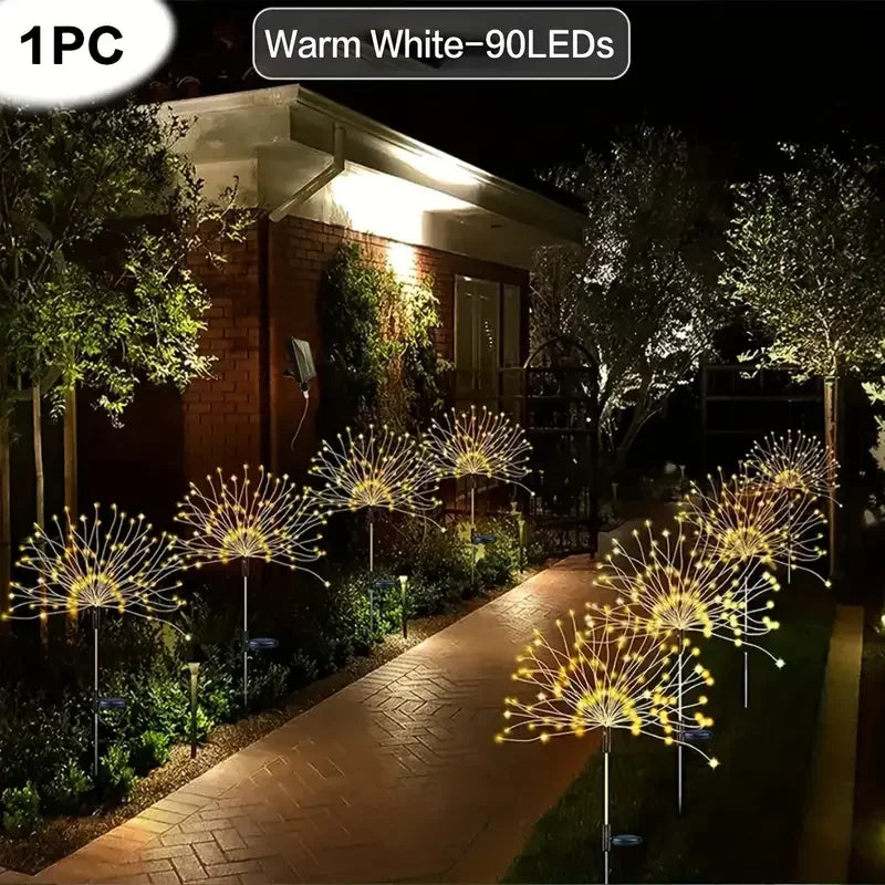 Fireworks Lights Outdoor Waterproof Solar Garden Lights 8 Lighting Modes lifestyle view