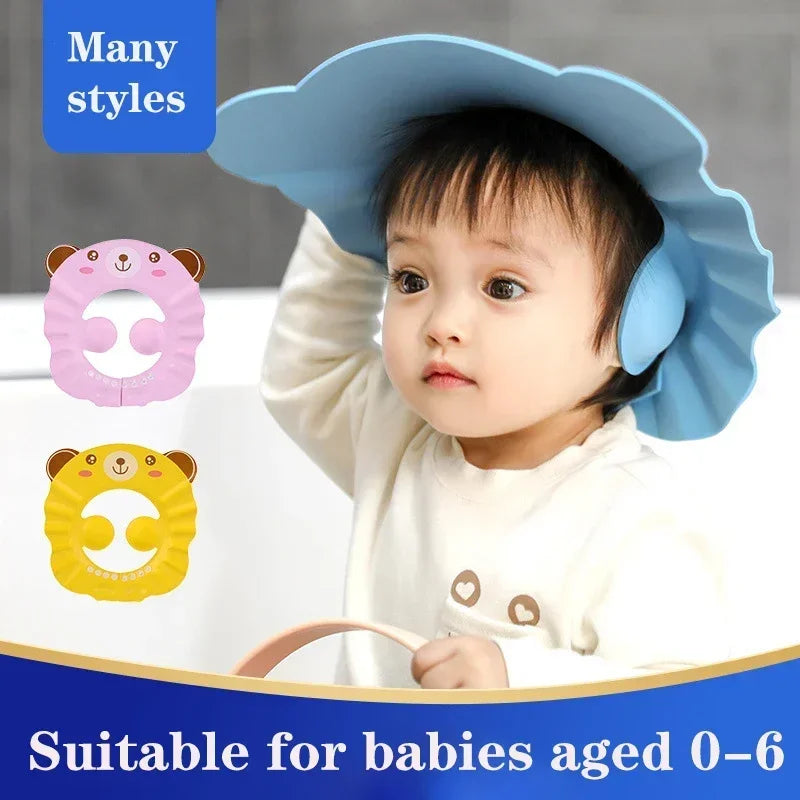 Adjustable Baby Shower Cap - Soft Bathing Hat for Kids with Ear Protection, Gentle Hair Wash Shield (0-4 Years)