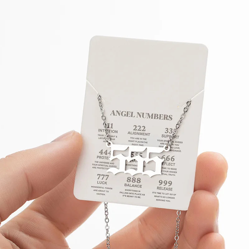 Stainless Steel Angel Number Lucky Numbers Necklaces 111 222 333 444 555 777 888 999 alternate view