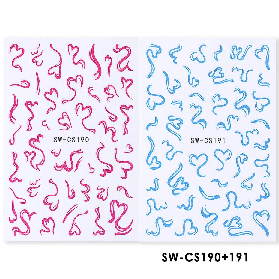 2pcs Sweet Element Nail Art Stickers Simple Flower Heart Cherry Strawberry Kawaii Dec alternate view