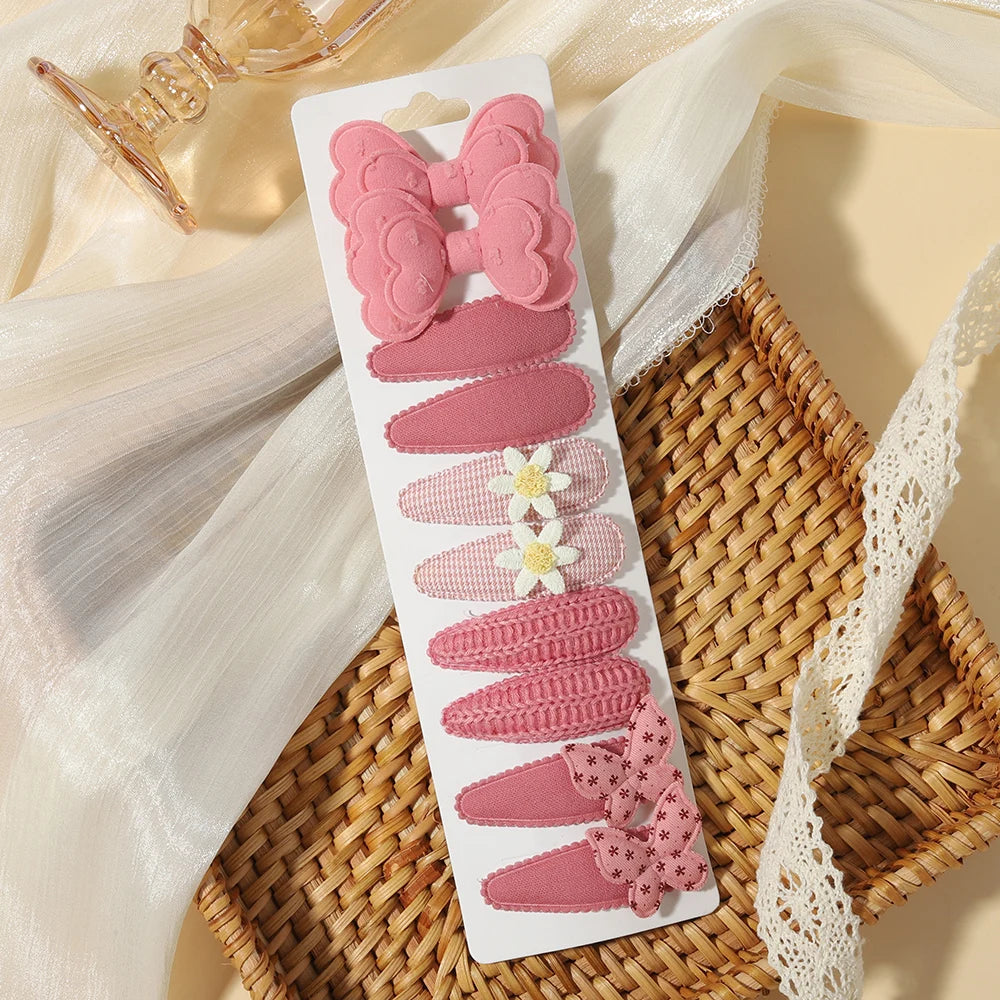 10PCS/Set New Fabric BB Hair Clip Children's Girls' Teenagers' Side Bangs Clip Girls' Party Daily Decoration Hair Accessories