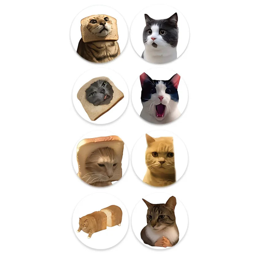 Funny Cat Meme Stickers for Kids | 100 or 500 Pack Teacher Reward Stickers detail view