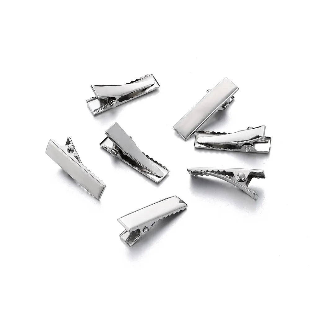 20/50Pcs 30/40/45/55/75/100mm Flat Metal Single Prong Alligator Hairpin Clip Base for alternate view