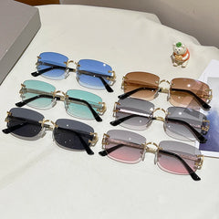 Rimless Square Sunglasses | Vintage Gradient UV400 Shades detail view