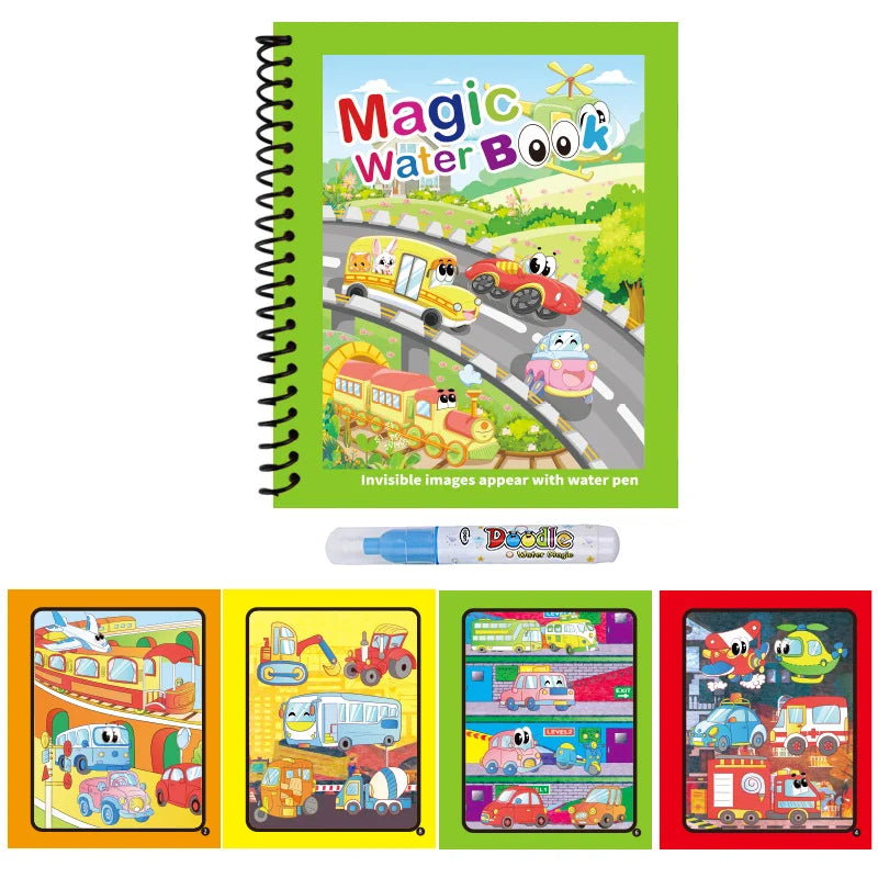 1pcs Kids Graffiti Picture Book With Refillable Water Pen Magic Water Painting Book Sens detail view