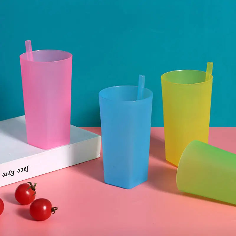 1pcs Kids Sip Cup With Built In Straw Milk Cup Home Colors Sippy Cup Mug Drink Straw alternate view