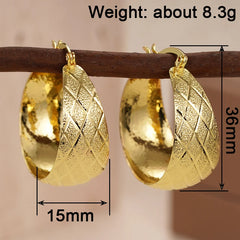 Huitan Charming Women Hoop Earrings Gold Color Metal Luxury Accessories Fashion Graceful detail view