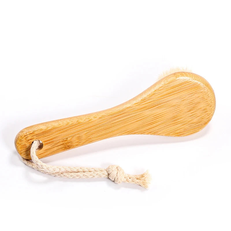 Natural Bamboo Facial Cleansing Brush | Soft Horse Hair Deep Clean Face Brush detail view
