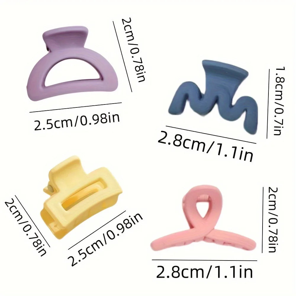 20 Pcs/bag Solid Color Matte Hollow Hair Claw Clip Candy Color Catch Barrettes Styl additional angle