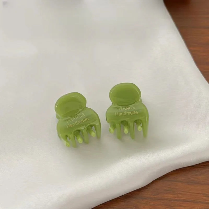 Mini 2cm Acetate Small Hair Claw Side Pins 2Pcs/Set Acetate Hair Crabs for Girls Cute Ha detail view