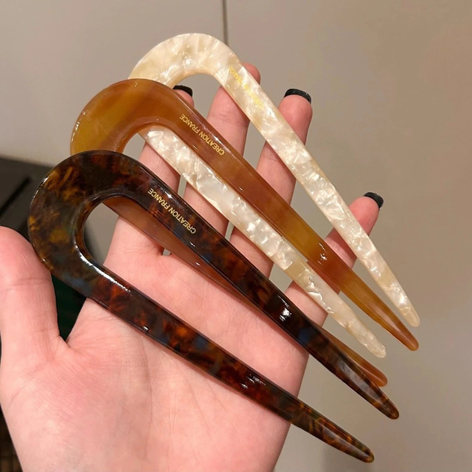 U-shaped Female Hairpin Mineral Patterned Meatballs Hairpin Vintage Chinese additional angle
