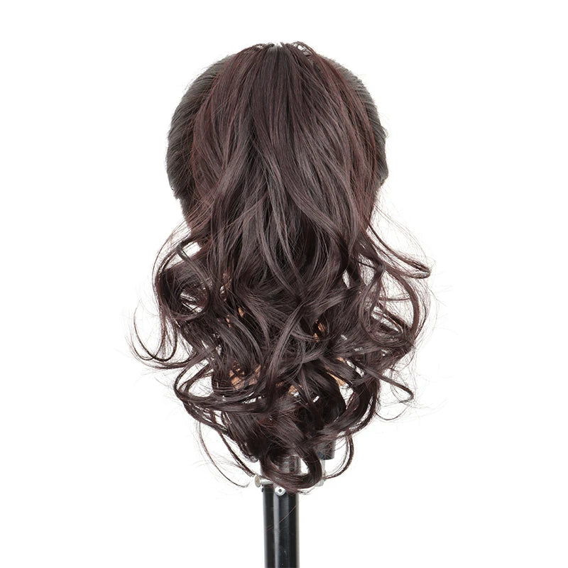 10Inch Synthetic Short Wavy Curly Ponytail Claw Clip in Hair Extension Brown Blonde Bl close-up view