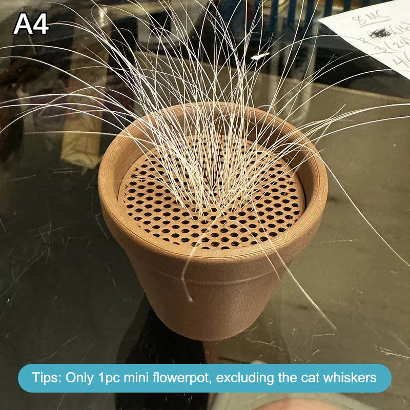 Mini Flower Pot Design Pet Whisker & Fur Collector Desktop Ornament Collectible Keepsake detail view