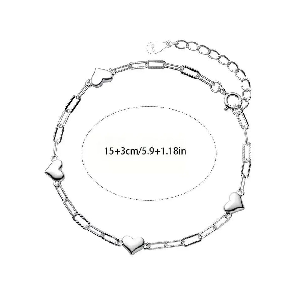 925 Sterling Silver Bracelet | Adjustable Love Heart Charm Jewelry for Women lifestyle view