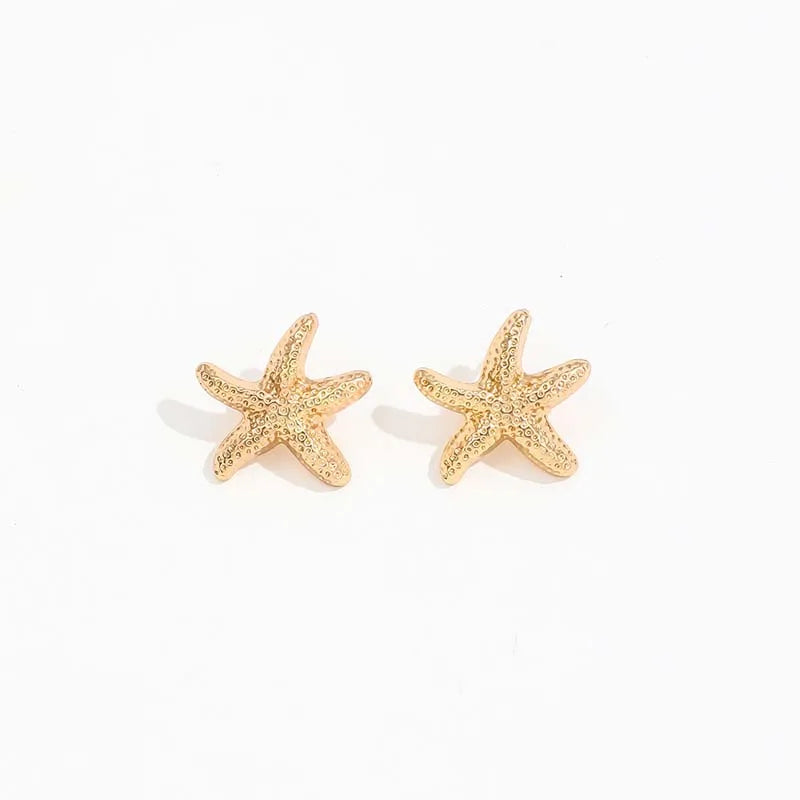 Punk Metal Starfish Stud Earrings for Women | Fashion Gold Color Geometric Jewelry lifestyle view